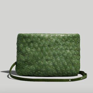 Madewell  - The Puff Crossbody Bag: Woven Leather Edition in Sweet Basil